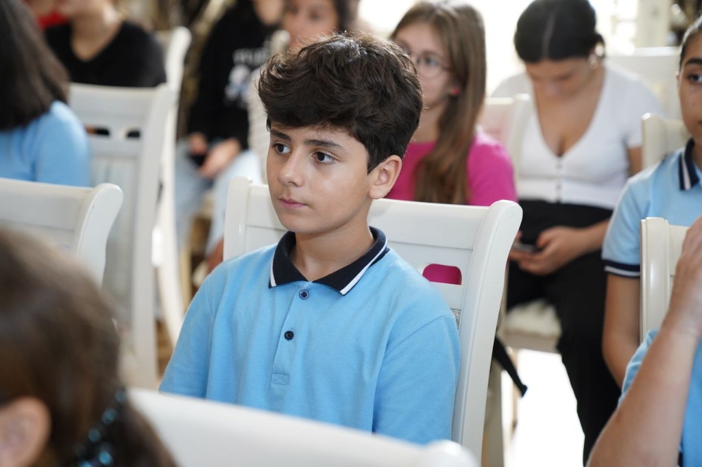 Student in a school classroom